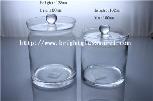 China nice glass storage jar with lid, glass container wholesale