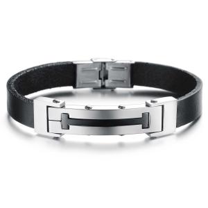 China Tagor Stainless Steel Jewelry Super Fashion Silicone Leather Bracelet Bangle TYSR133 wholesale