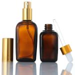 Cosmetics Square Glass Bottle , Custom Emulsion Lotion Brown Glass Bottles