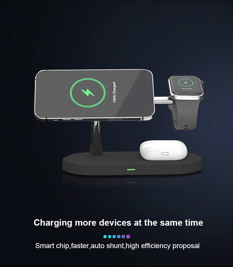 Fast 15w 5 In1 Multi Function Wireless Charger Qi Magnetic Stand