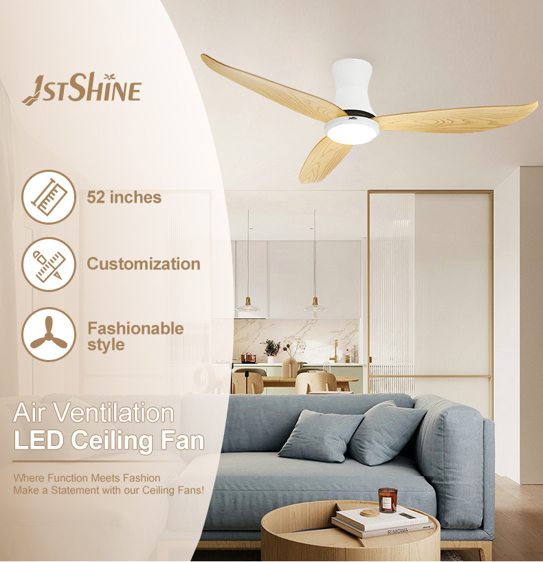 110-240V/50Hz-60Hz Input Voltage LED Ceiling Fan with Wood Grain Blades and 6 Speeds