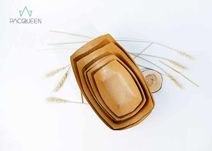Boat Shaped Take Out Food Trays , Disposable Fast Food Trays For Beef / Steak