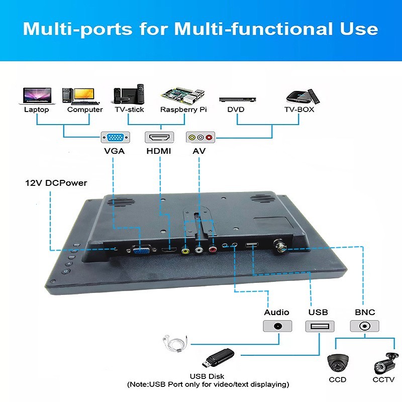 11.6 Inch Lcd Monitor LED Speaker USB Status IPS Monitor Use for Computer