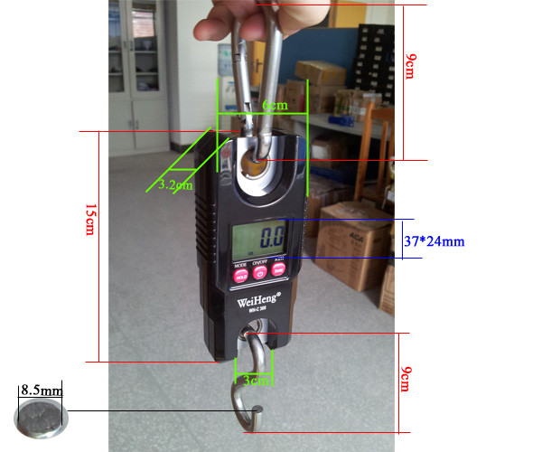 Mini Crane Scale 300kg / 660lbs Industrial Hook With 2 * AAA Batteries Power