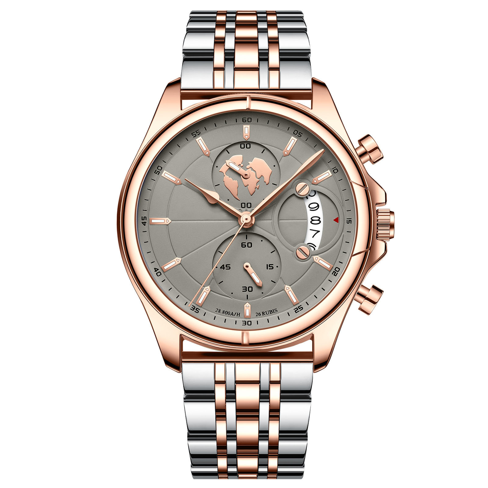 Sport Style Stainless Strap Watch Big Dial Quartz Wrist Watches For Men
