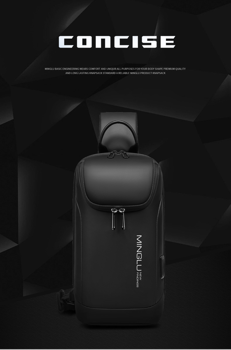 Custom Logo Polyester Mens Sling Bag Cross Body With Usb Charging