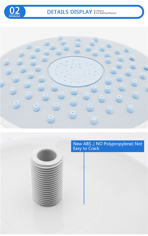 Light ABS Ceiling Mounted Shower Head , High Pressure Round Shower Head 19CM Diameter