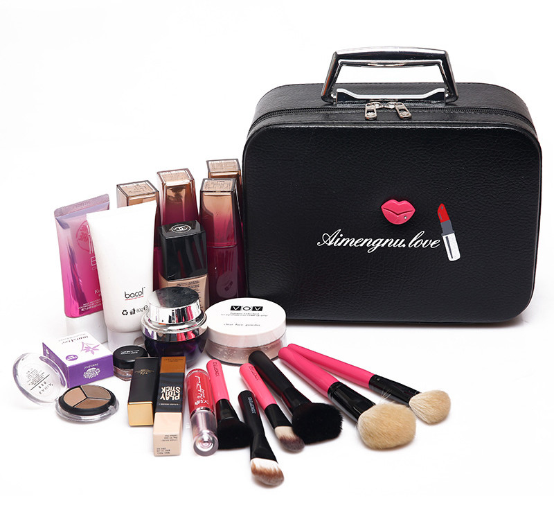 Lightweight L25*D11.5*H18.5CM PU Cosmetic Case With Metal handle
