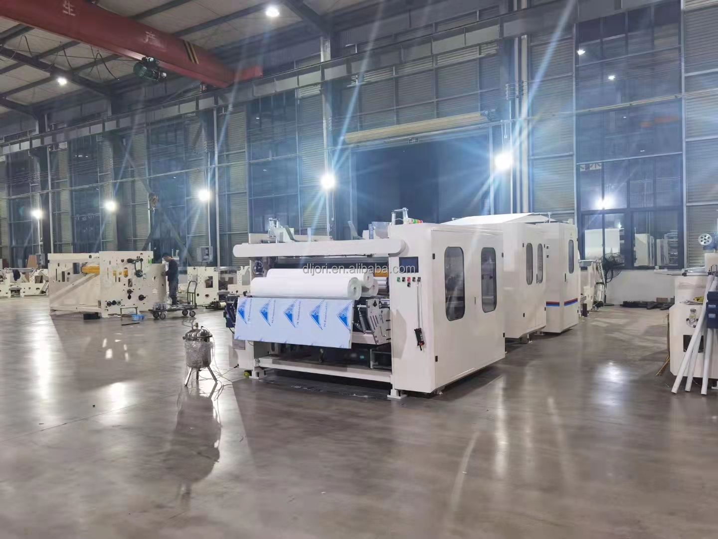 Buffer Device Continuously Glued Laminated Embossing Roll Paper Rewinding Maker Machine