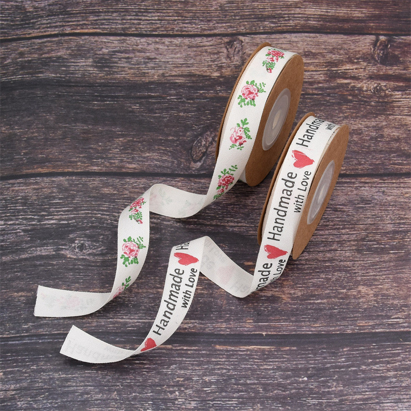 15mm*10m Flower Burlap Ribbon OEM ODM Custom Printed Ribbon Rolls