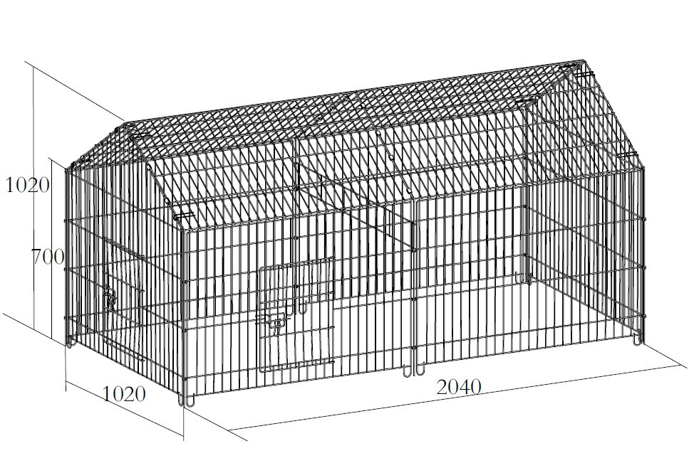 2Lx1Wx1H m Chicken Run Coop/ Animal Run/Chicken House/Pet House/Outdoor Exercise Cage Coop for Hen Poultry Dog Rabbit