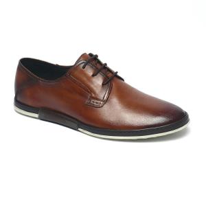 China Brown Lace up Brush Finishing Mens Genuine Leather Casual Shoe wholesale