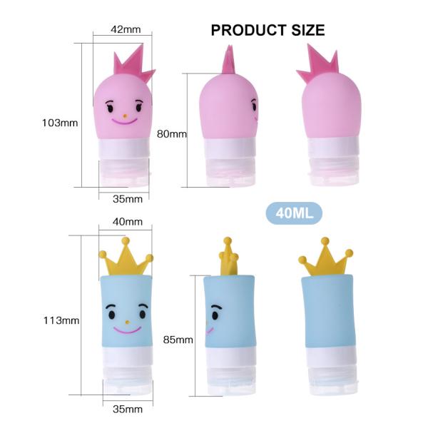 Food Grade Empty 40ml Cartoon Silicone Travel Bottles