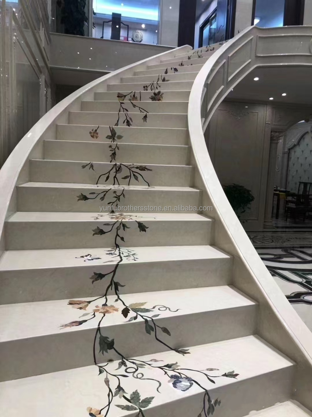 Modern Design Style Anti-Slip Beige Marble Staircase Carpet for Natural Stone Steps