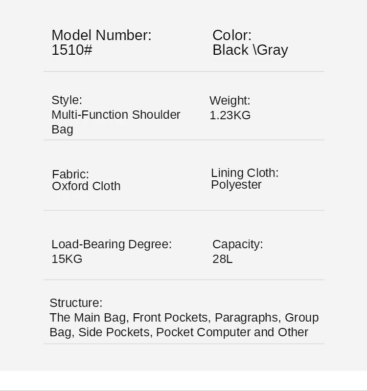 Waterproof 28 Litre Multifunctional Oxford Laptop Backpack 29*20*49cm