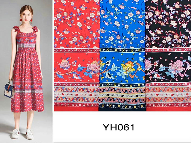 100-200gsm Floral Print Fabric For Dresses , Viscose Rayon Cloth Material