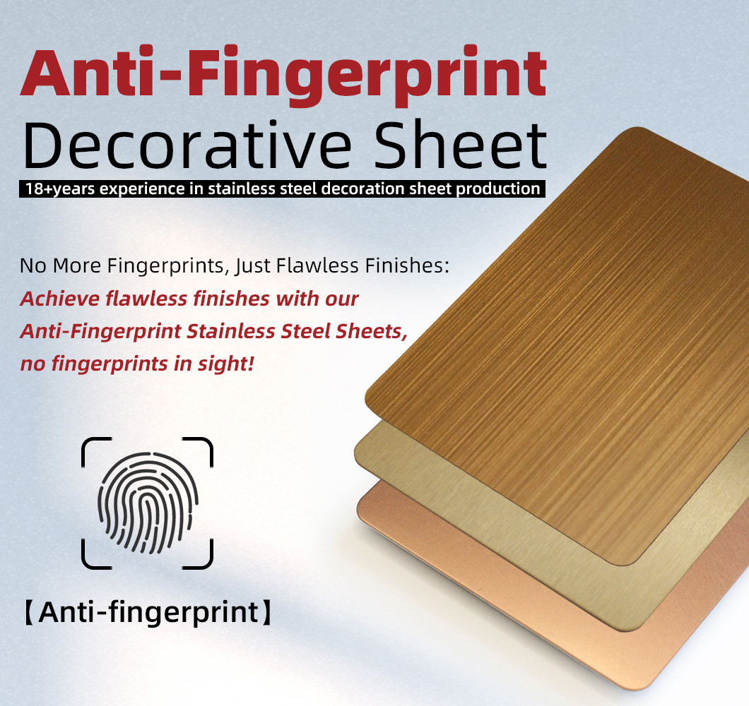 China Factory Price PVD coating Hairline Finish Fingerprint-resistant Stainless Steel Sheet