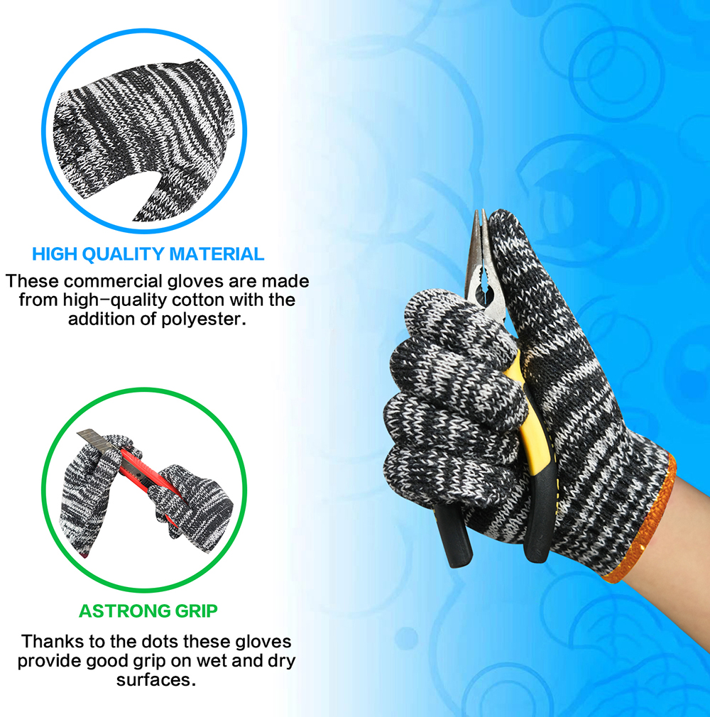 Customized Cotton/Polyester Work Gloves for Industrial Protection Length 19-24cm
