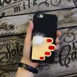 Hard PC Creative Red Nails Fingers Small Fox Hair Ball Cell Phone Case Cover For