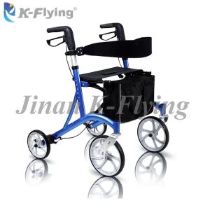 China Light Metal Aluminum Folding Walker Rollator Elderly Walking Aid wholesale