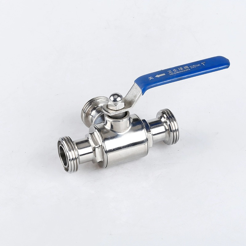 Male Thread Butterfly Valve for Pipe Lines Connect in Silver Stainless Steel 304/316
