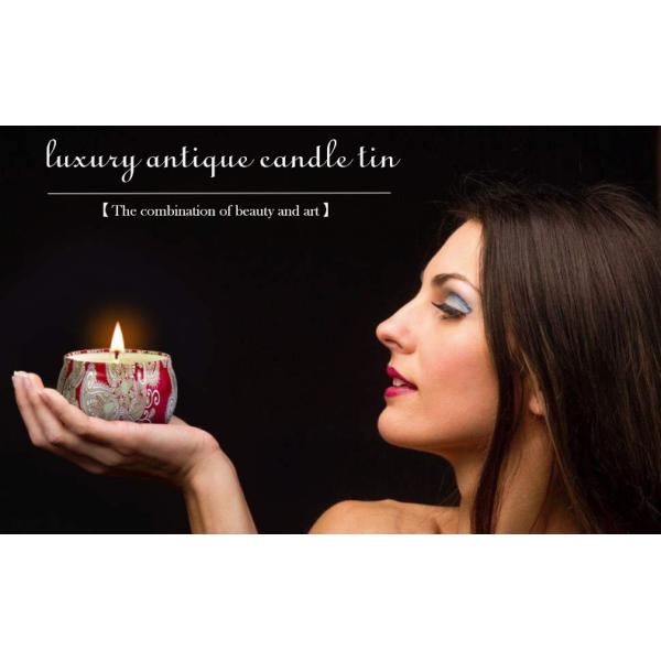 Vintage Pattern Small Scented Candles Tin Candle Jar With Soy Wax Scented Natural Plant Oil