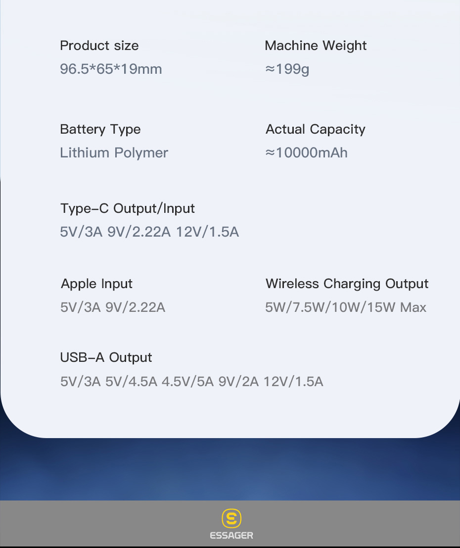 Transparent Black Magnetic Wireless Charging Power Bank 10000mAh 15W