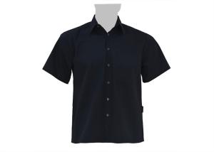 China Men's 65%Polyester 35%Cotton Poplin Work Shirt Short Sleeve Black wholesale