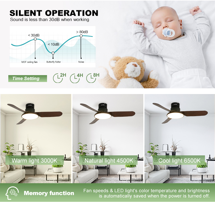 Metal Material Ceiling Fan with Low Noise DC Motor and Air Conditioning LED Lighting