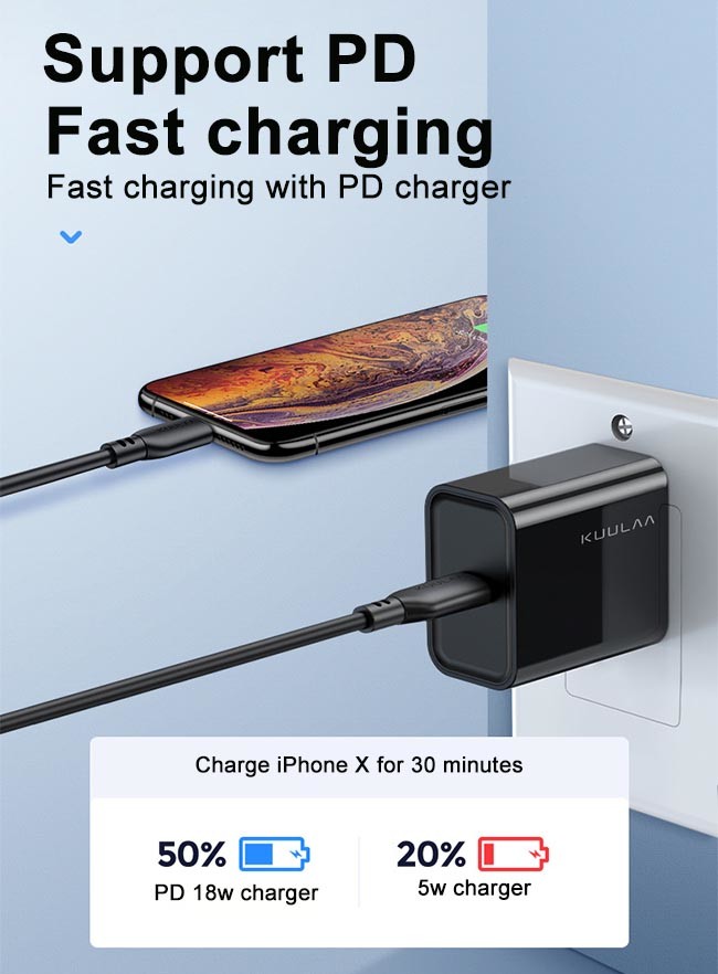 Charging Cable MFI Certification Apple 0.5m 18W 3A Type C To Lightning