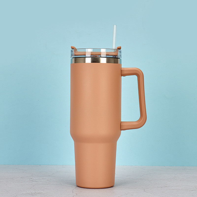 40 Oz Stainless Steel Tumbler With Handle And Straw Reusable Insulated Tumbler Travel Mug Keeps Drinks Cold For Husband Travel Office Gifts