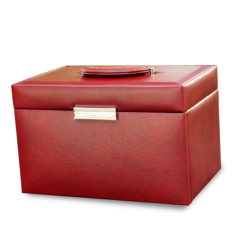 Multifunction Luxury Earring Box , Square Shape Leather Big Jewelry Case