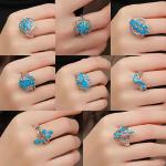 Natural Blue Sterling Opal Jewelry Ring For Women ODM