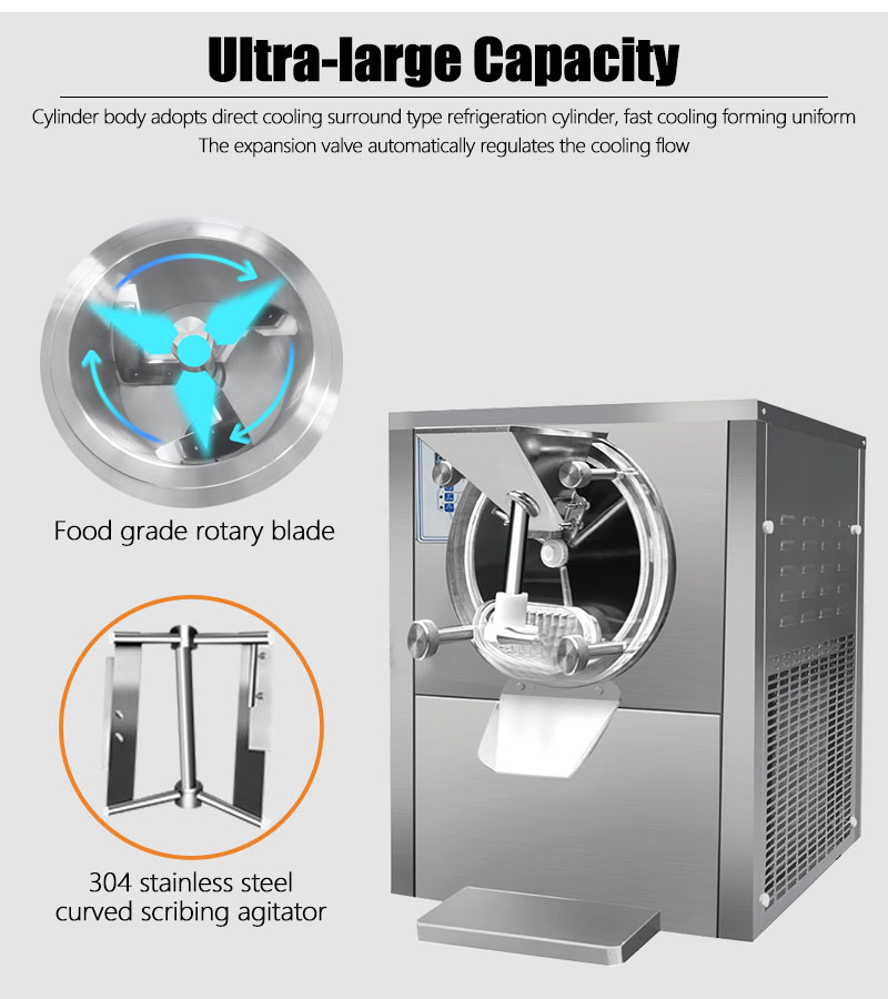 Commercial Ice Cream Making Machine 38-40L/H Capacity R22/R410A/R404A Refrigerant English Operating Language
