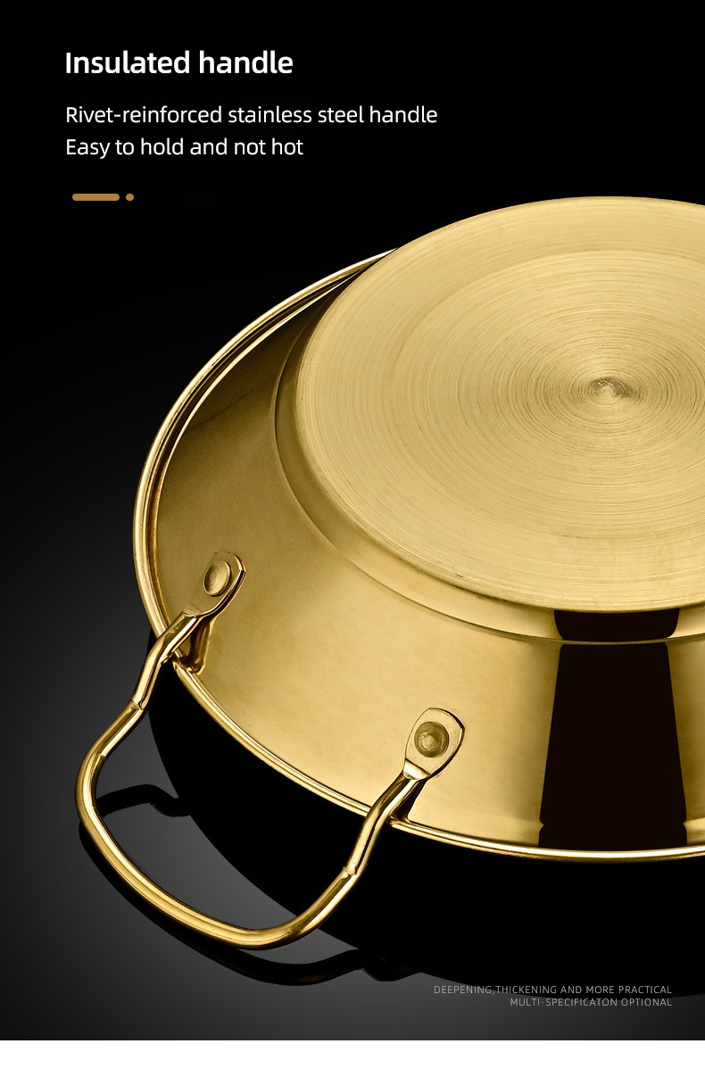 Amazon Hot Selling Cooking Kitchen Cookware Induction Frying Pan Stainless Steel Paella Pans Seafood Frying Pan