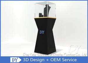 China Fashion Pre-Assembled Black Glass Jewelry Tower Showcase With Lock wholesale