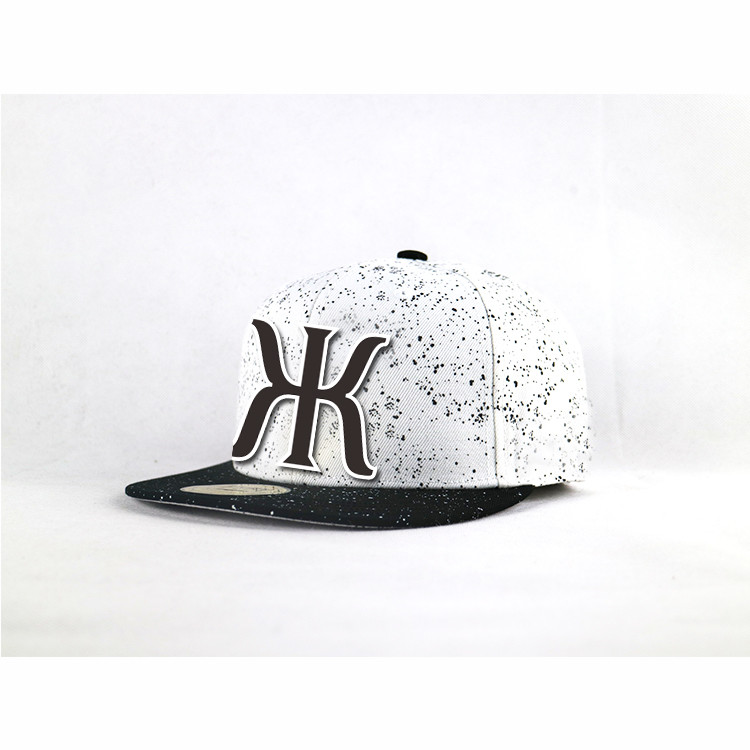 Cool hip hop white Flat bill Customized made plastic buckle 3D rubber logo snapback Hats Caps