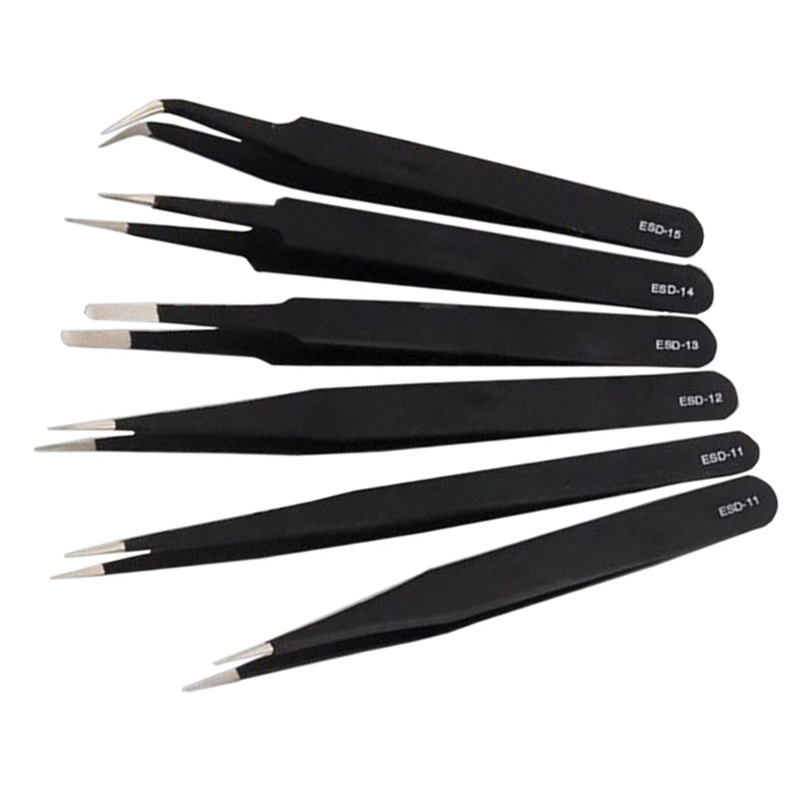Length 110mm Electrostatic Discharge Tools Stainless Steel Material Straight Fine Tip