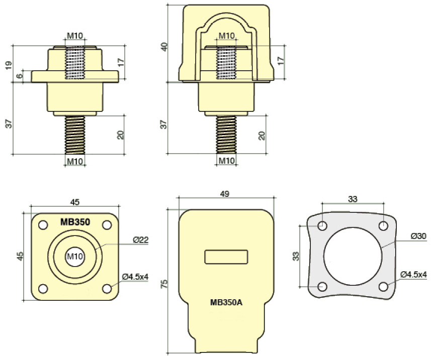PowerSyntax High Current Lithium Battery Connector 350A For Positive Electrode With Inner Thread Screw Connection Part No MB350SOB
