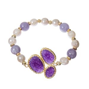 China Handcrafted Amethyst Charm Bracelet , Adjustable Size Healing Energy Bracelet wholesale