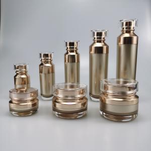China 15g 30g 50g Round Gold Eco-Friendly Acrylic Cream Jar with Oblique Shoulder Design wholesale