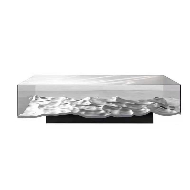 Luxury Black Marble Tempered Glass Coffee Table Furniture For Hotel