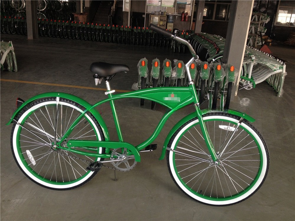 26 Inch Men's Beach Cruiser Bike with Rear Carrier and Single Speed Hard Frame Steel