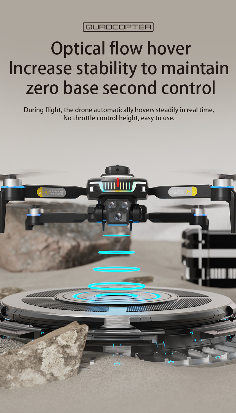 Experience the Ultimate Aerial Photography Brushless Drone with Optical Flow Obstacle Avoidance 3 Cameras Remote Control