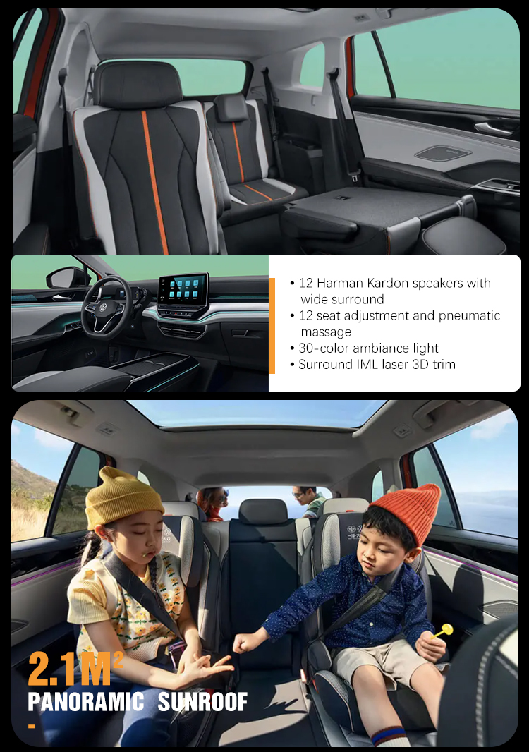 2023 2024 Top Selling Suv Electric Cars 600 Km Range Car Volk Swagen Iid6 VW Electric Vehicles with 1 Gear Fixed Gear Ratio