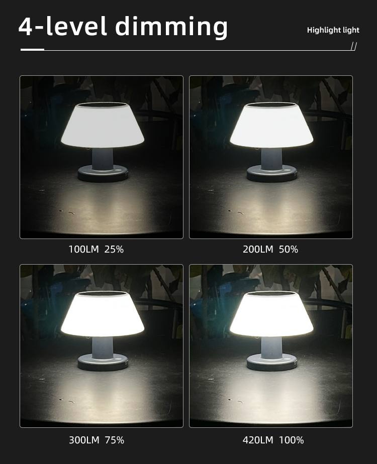 Rechargeable Powered Solar Table Lamp Light Outdoor Patio 4100K IP55