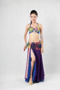 China Distinctive Halter Neck Metallic Bra Top 2Pcs Belly Dancer Costume For Womens wholesale