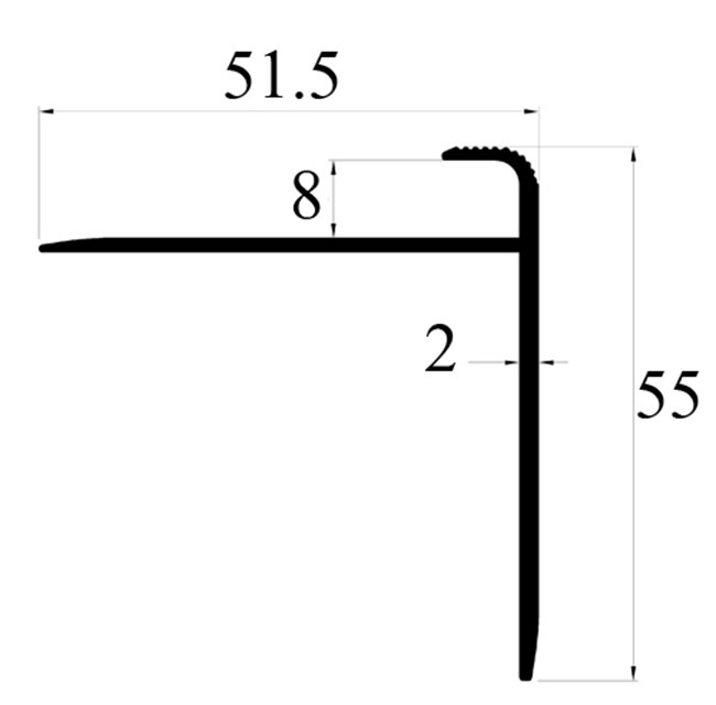 F Shape Tile Step Edge Trim , Heavy Duty Stair Nose Trim For Tile 8mm Size