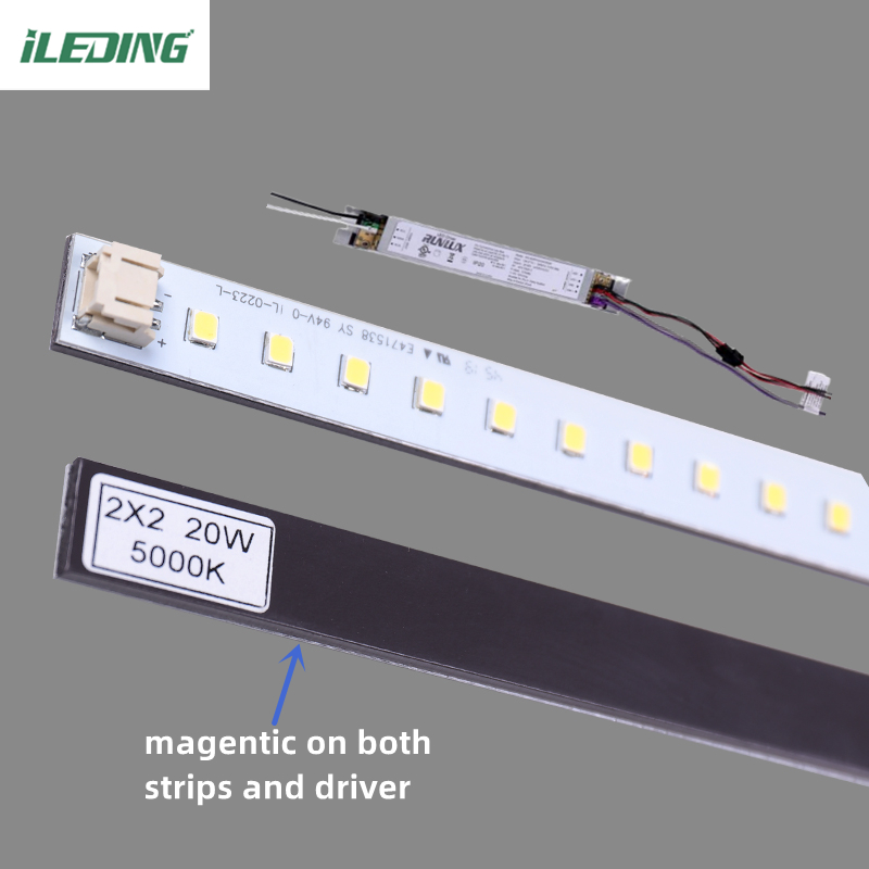 PC Material 46W 1-10v Dimming LED Magnetic Light Linear Retrofit Kits For Troffer