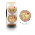 25mm Hot Foil Self Adhesive Round Labels Thank You Printable Stickers Roll For